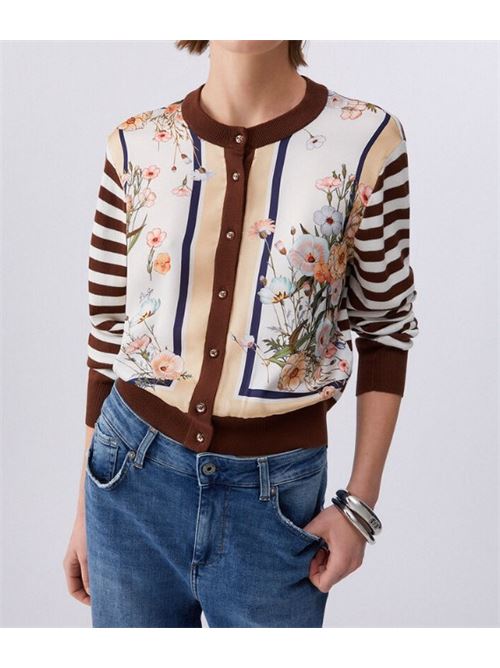 Cardigan with printed twill insert Liu Jo | WA6384MS49I.P9245